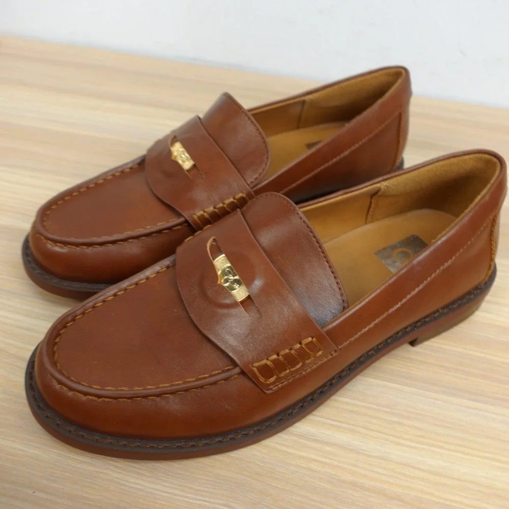 Penny Loafers Womens Shoes 6 Brown Retro Preppy Academia Whiskey DV Dolce Vita